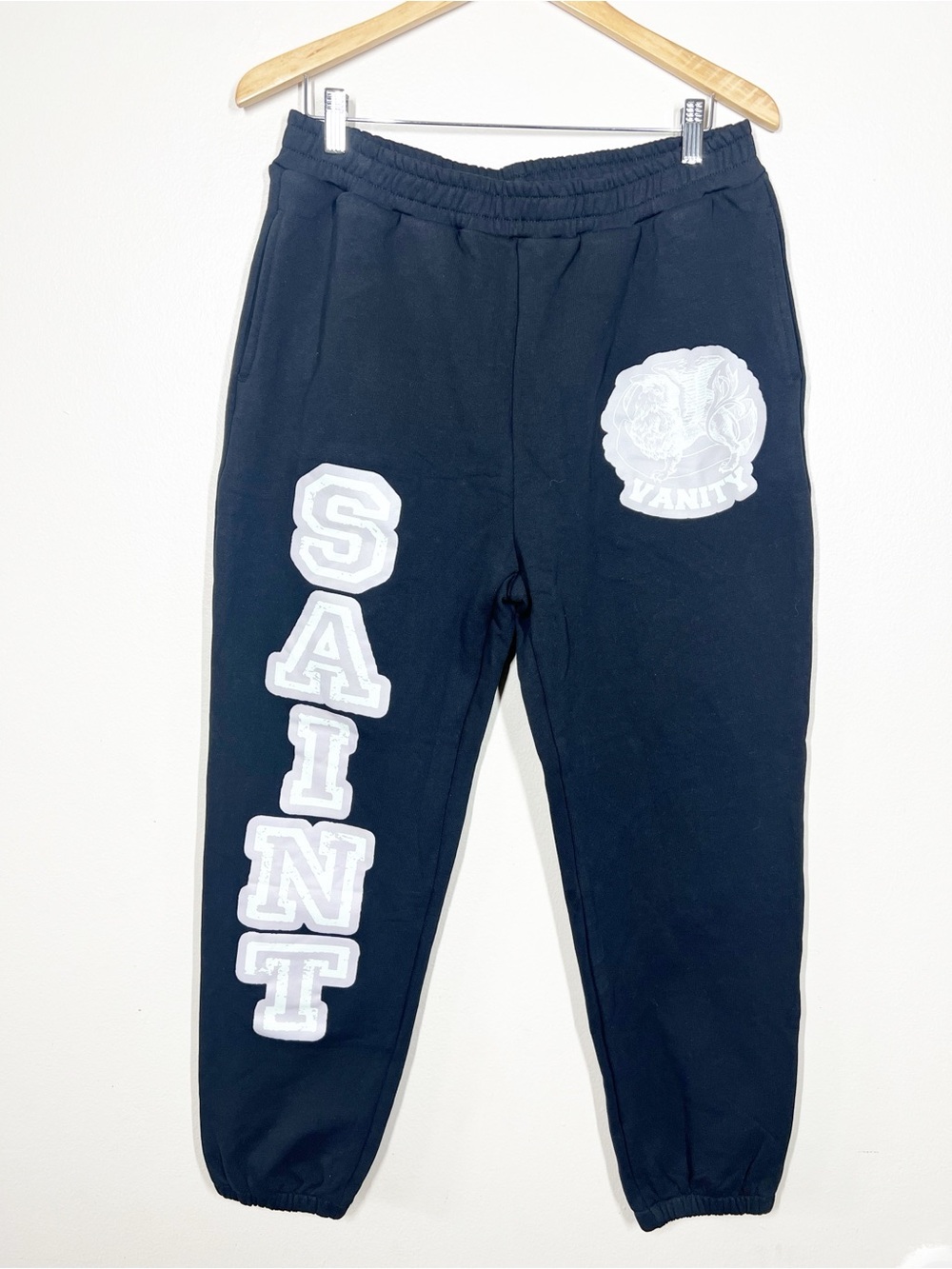 Saint Vanity Men’s "Varsity" Black Jogger Sweatpants size XL Streetwear Casual